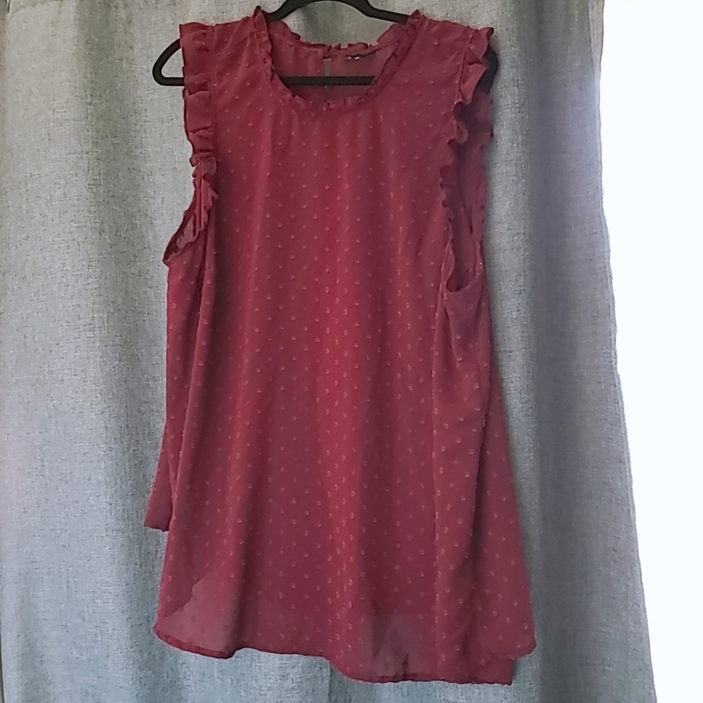 Raspberry Sleeveless Swiss Dot Torrid Top